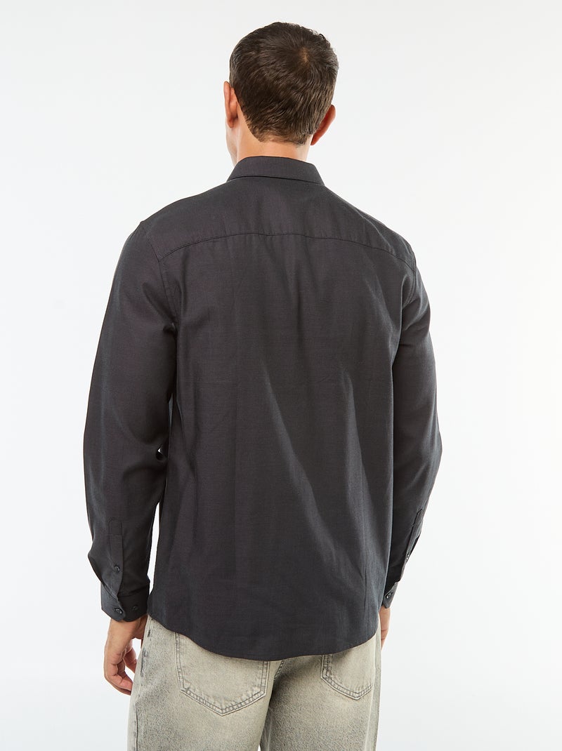 Camicia dritta a tinta unita Nero - Kiabi