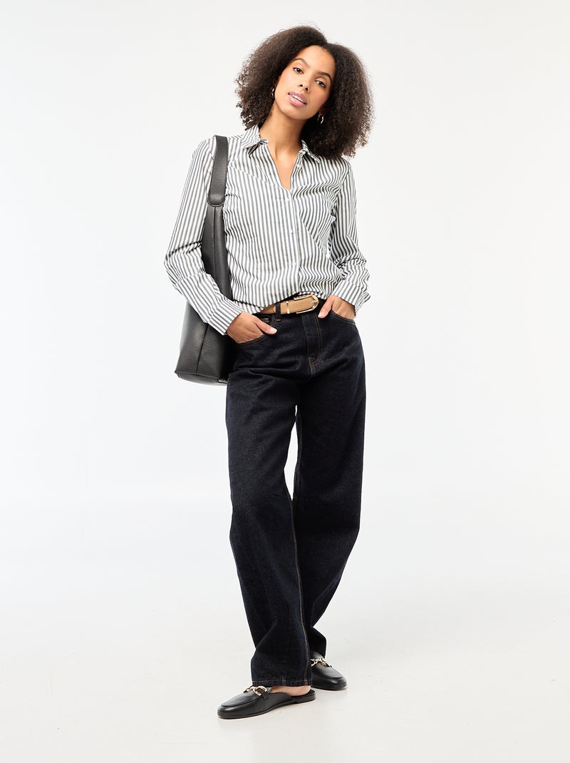 Camicia effetto fit collo italiano Blu - Kiabi