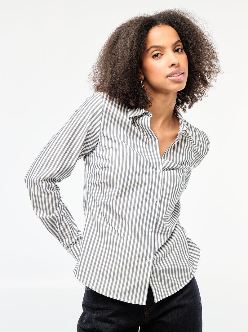 Camicia effetto fit collo italiano Blu - Kiabi