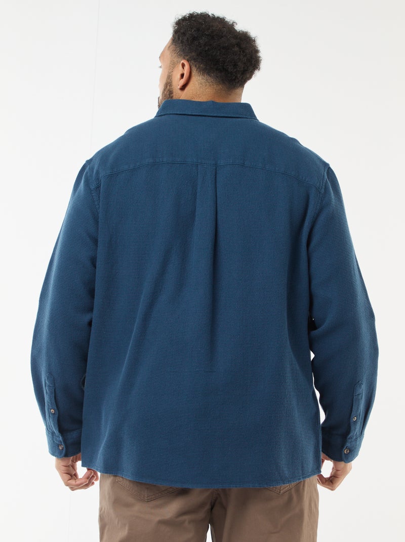 Camicia effetto goffrato tinta unita Blu - Kiabi