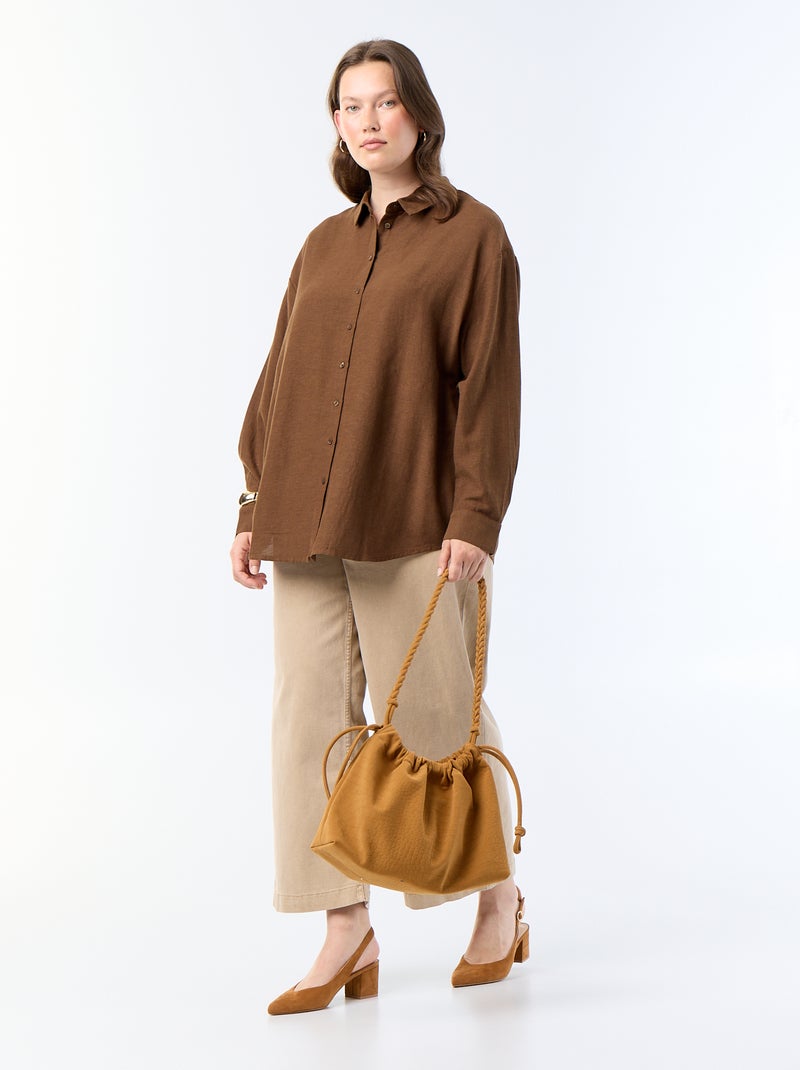 Camicia fluida a maniche lunghe Marrone - Kiabi