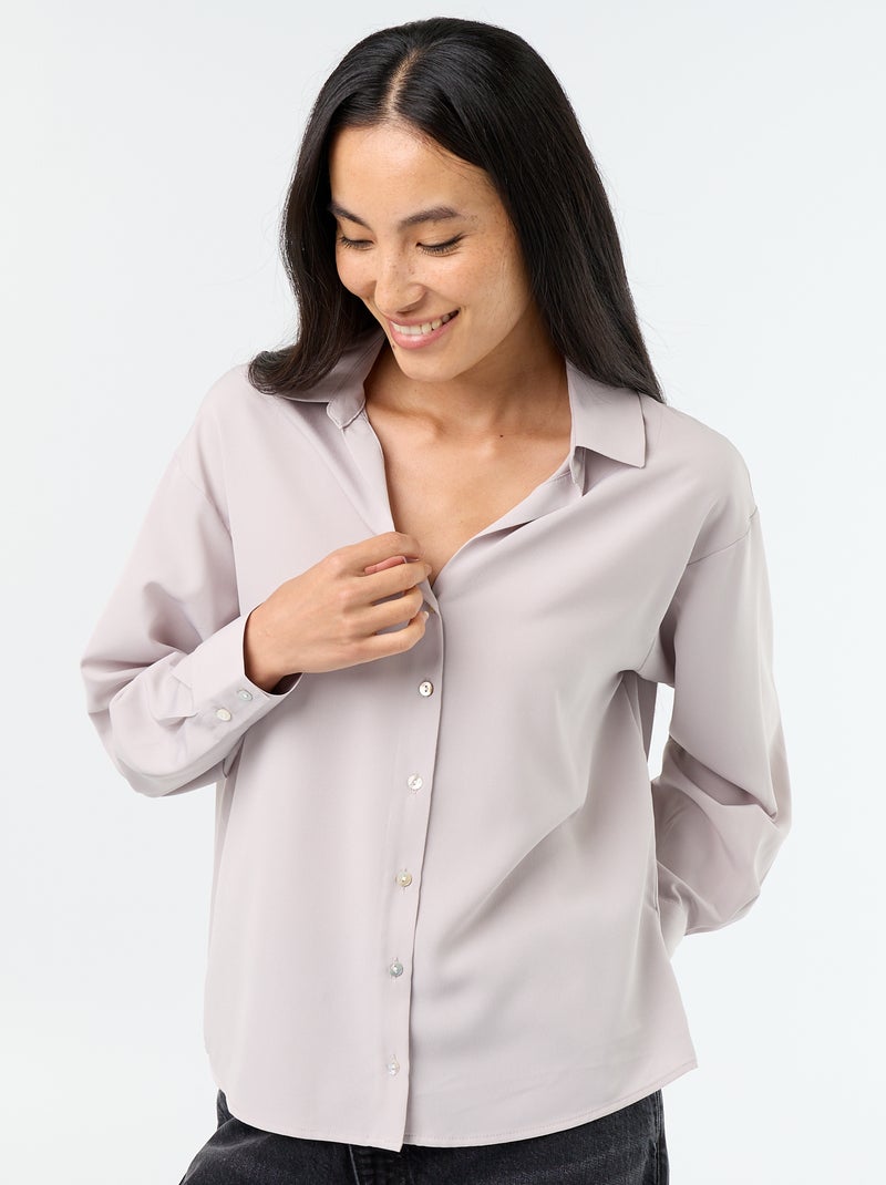 Camicia fluida a tinta unita Beige - Kiabi