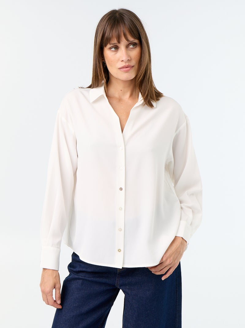 Camicia fluida a tinta unita Bianco - Kiabi