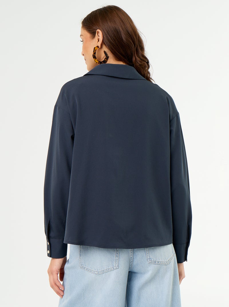 Camicia fluida a tinta unita Blu - Kiabi