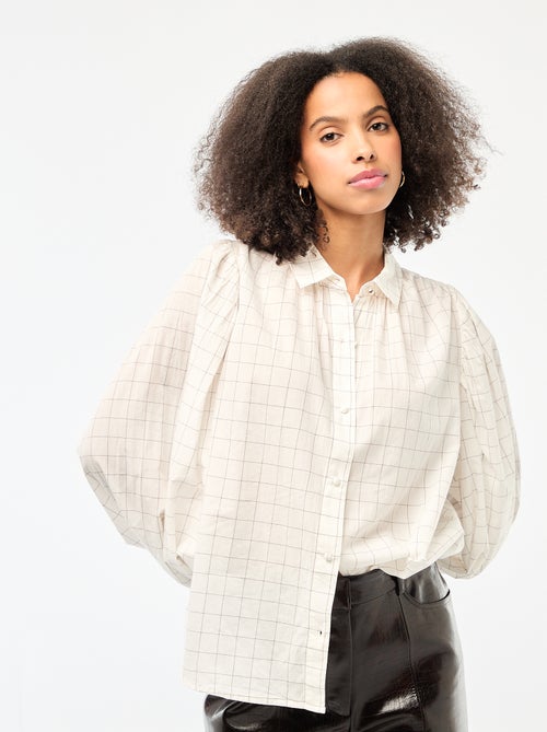 Camicia fluida stampata a quadri - Kiabi