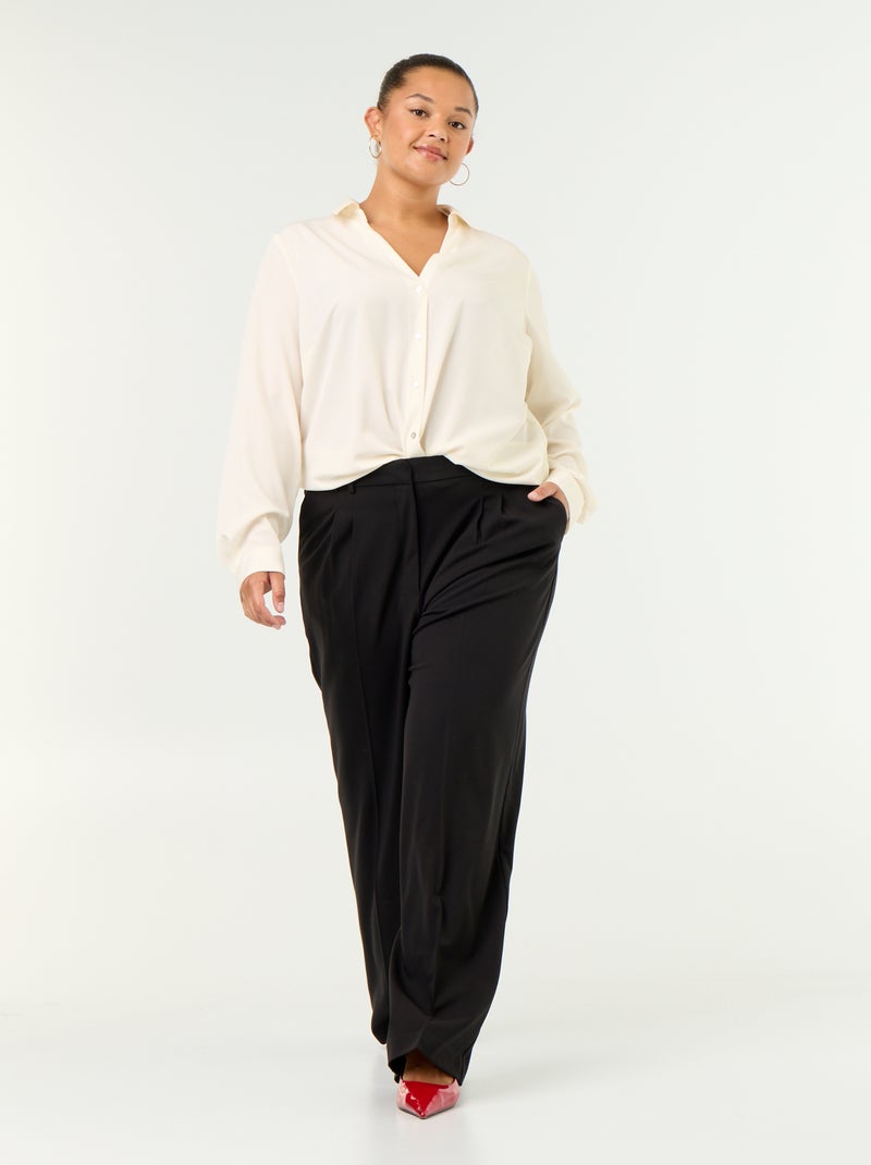 Camicia fluida tinta unita Beige - Kiabi