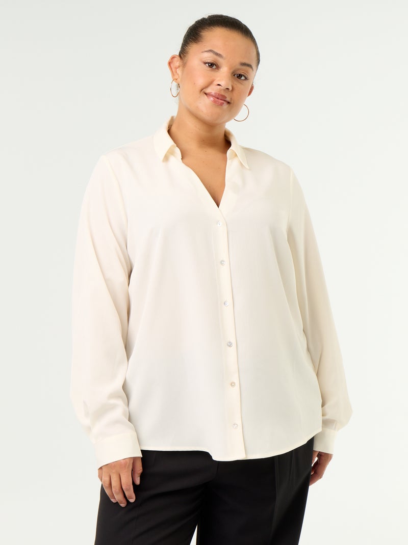 Camicia fluida tinta unita Beige - Kiabi