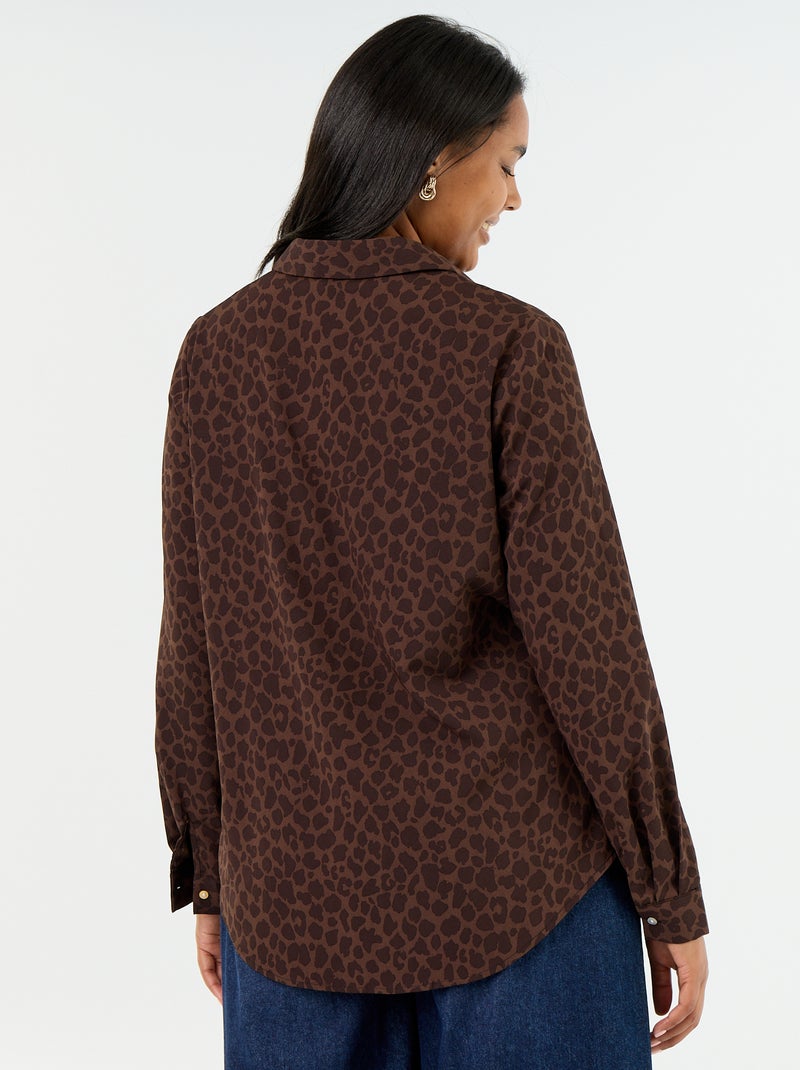 Camicia fluida tinta unita Marrone - Kiabi