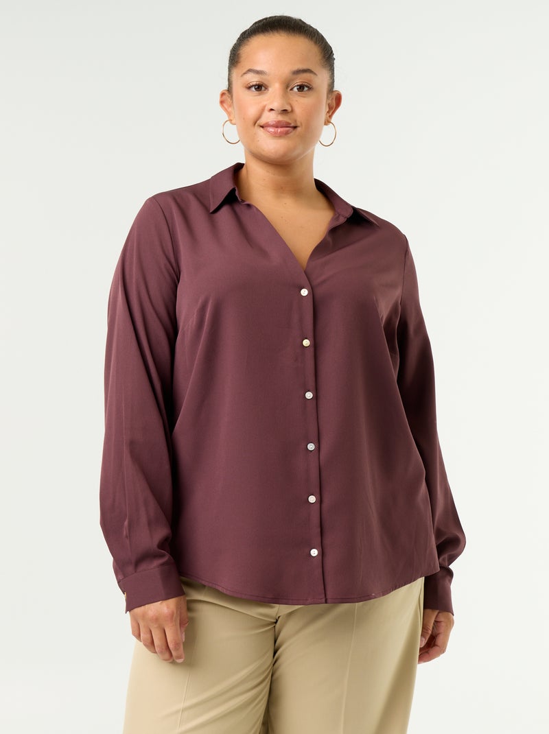 Camicia fluida tinta unita Viola - Kiabi