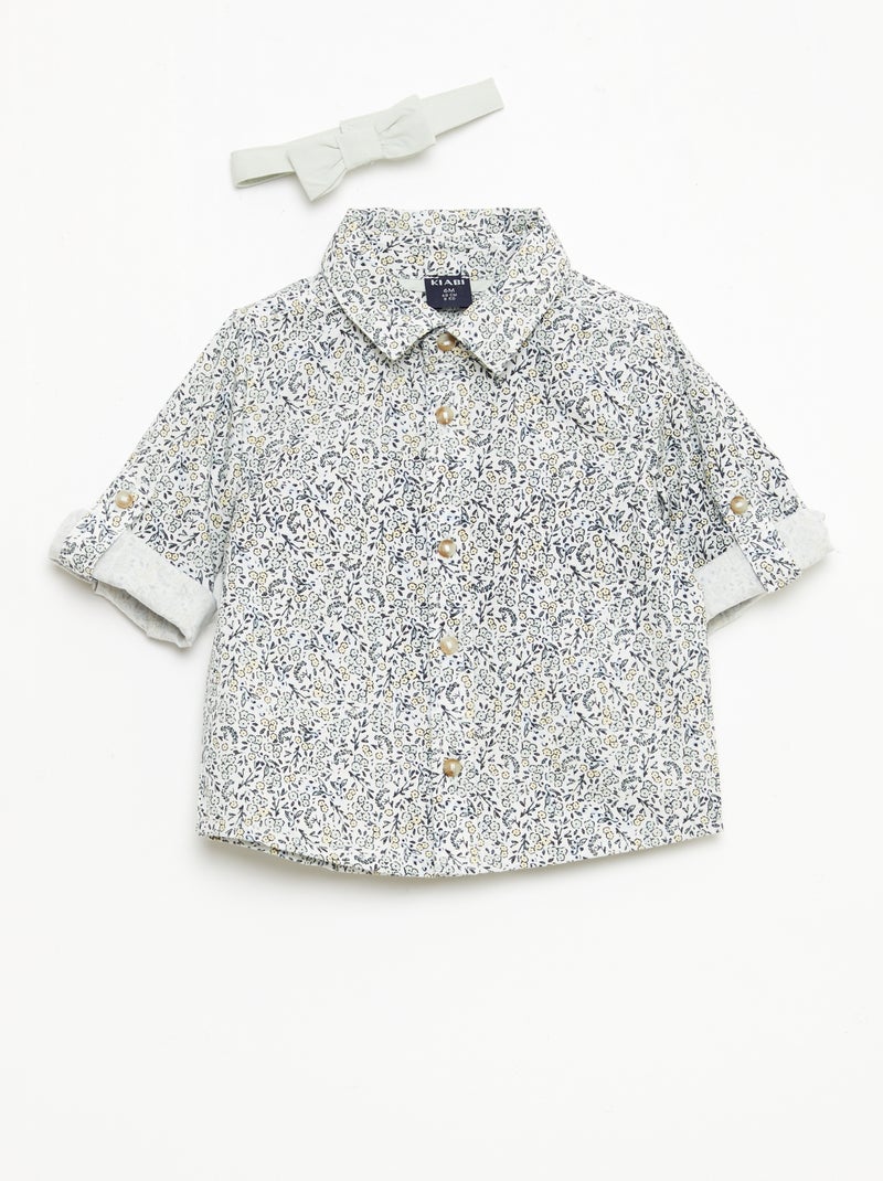 Camicia in cotone con papillon removibile Bianco - Kiabi