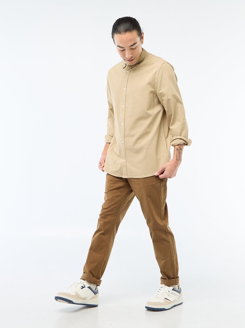 Camicia in cotone oxford regular fit Beige - Kiabi