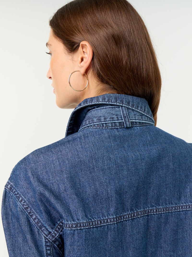 Camicia in denim con collo lavallière Blu - Kiabi