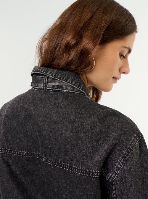 Camicia in denim con collo lavallière - Kiabi Camicia in denim con collo lavallière - Kiabi