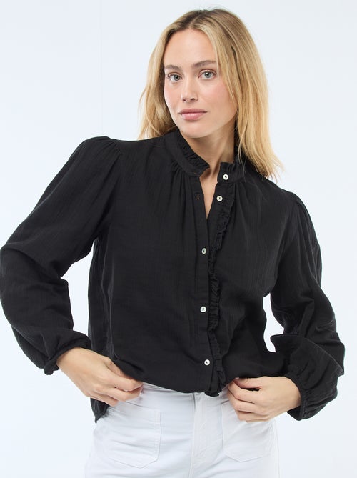 Camicia in garza di cotone con bordi ondulati - Kiabi