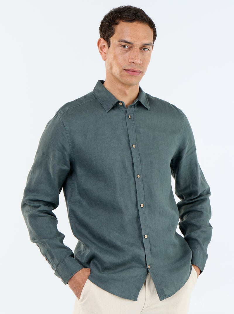 Camicia in lino Kaki - Kiabi