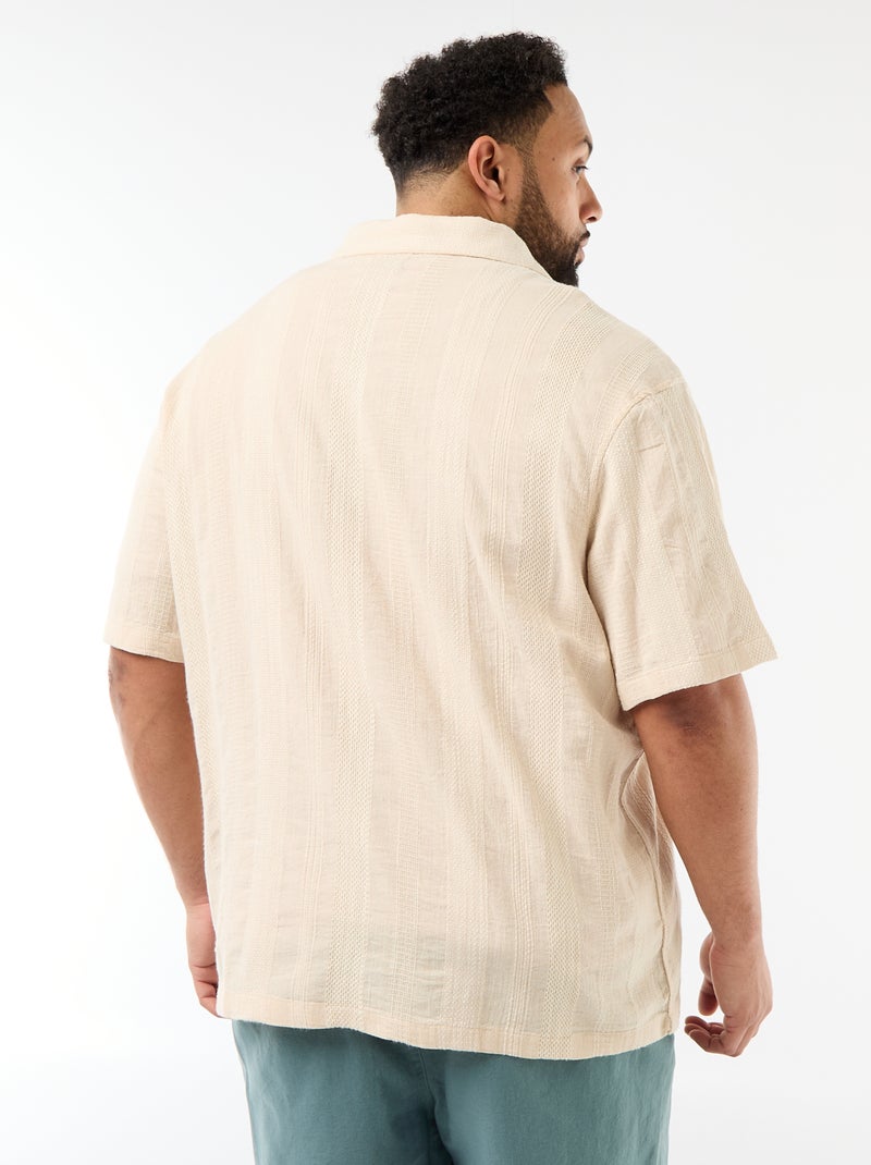 Camicia in maglia fantasia a maniche corte Bianco - Kiabi