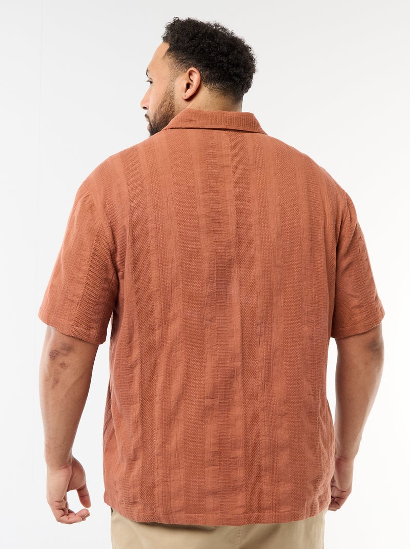 Camicia in maglia fantasia a maniche corte Marrone - Kiabi