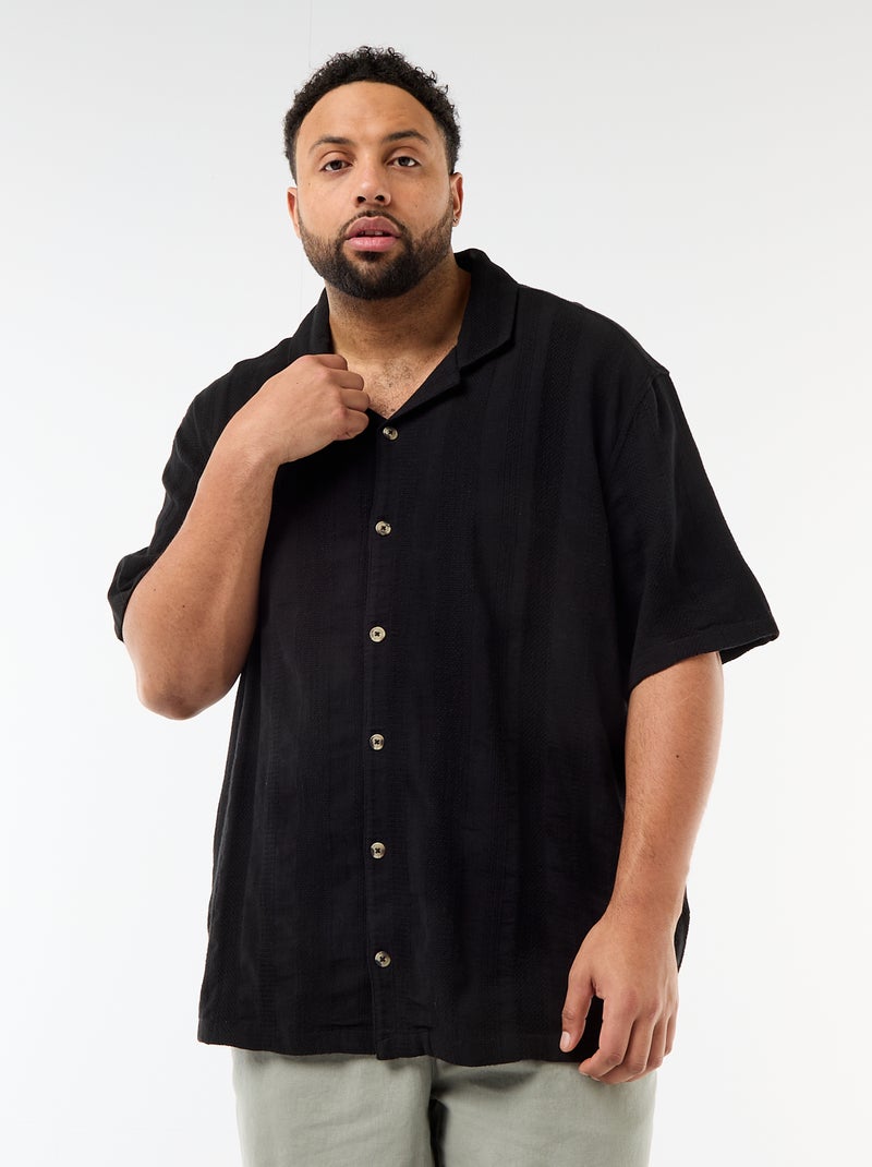 Camicia in maglia fantasia a maniche corte Nero - Kiabi