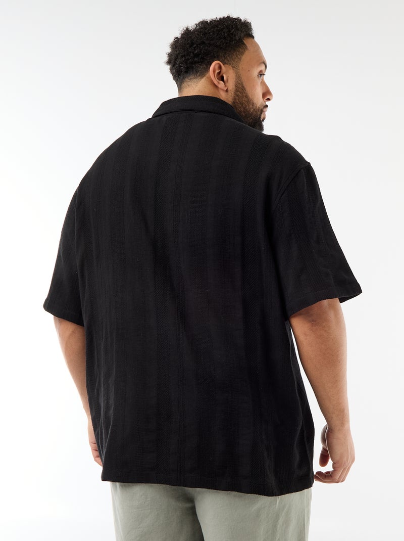 Camicia in maglia fantasia a maniche corte Nero - Kiabi