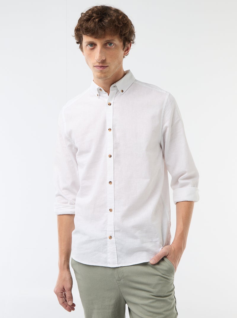 Camicia in misto lino Bianco - Kiabi