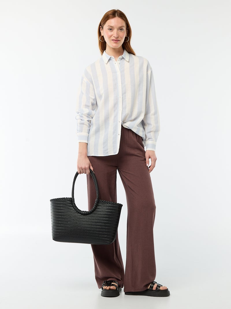 Camicia in misto lino Blu - Kiabi
