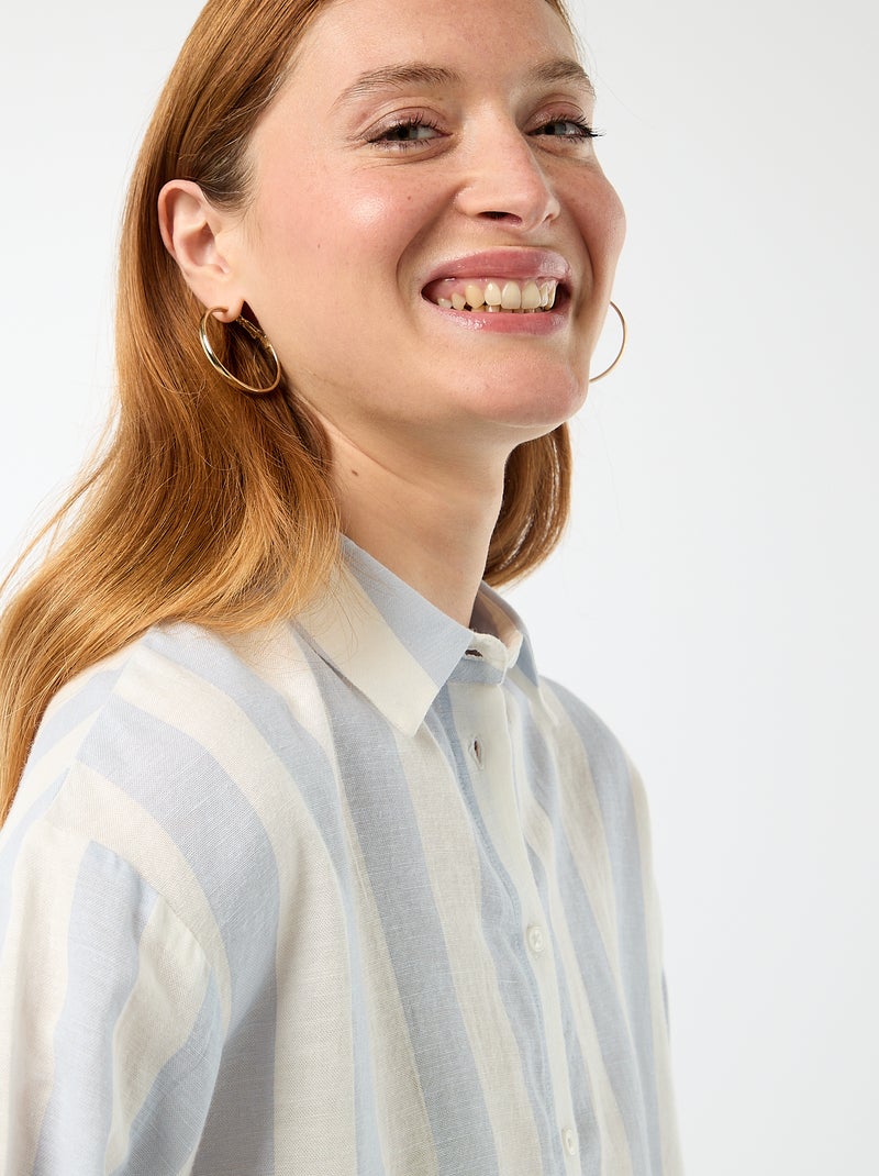 Camicia in misto lino Blu - Kiabi