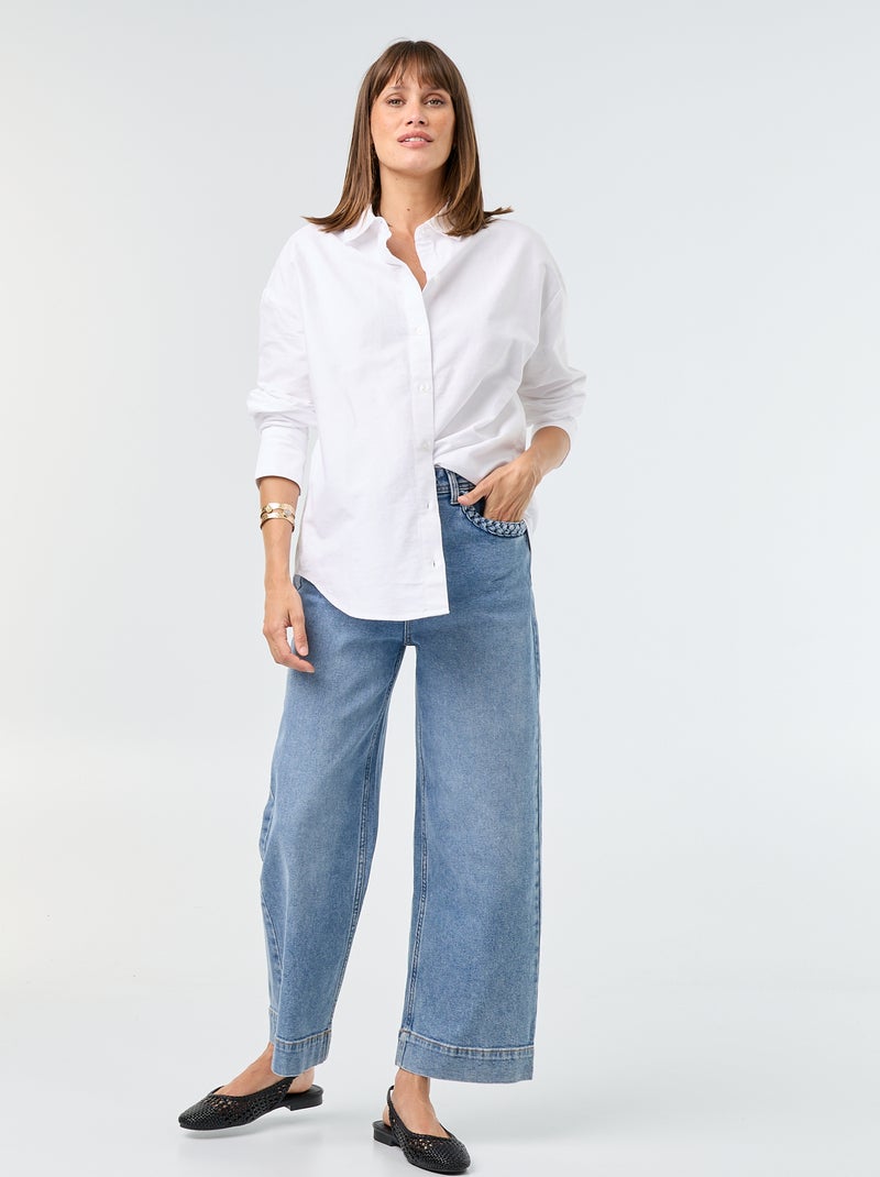 Camicia in oxford con colletto a camicia Bianco - Kiabi