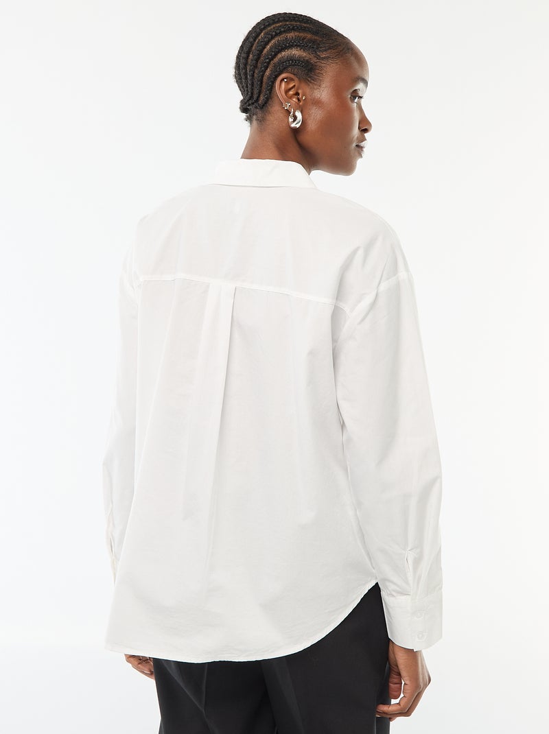 Camicia in popeline a maniche lunghe Bianco - Kiabi