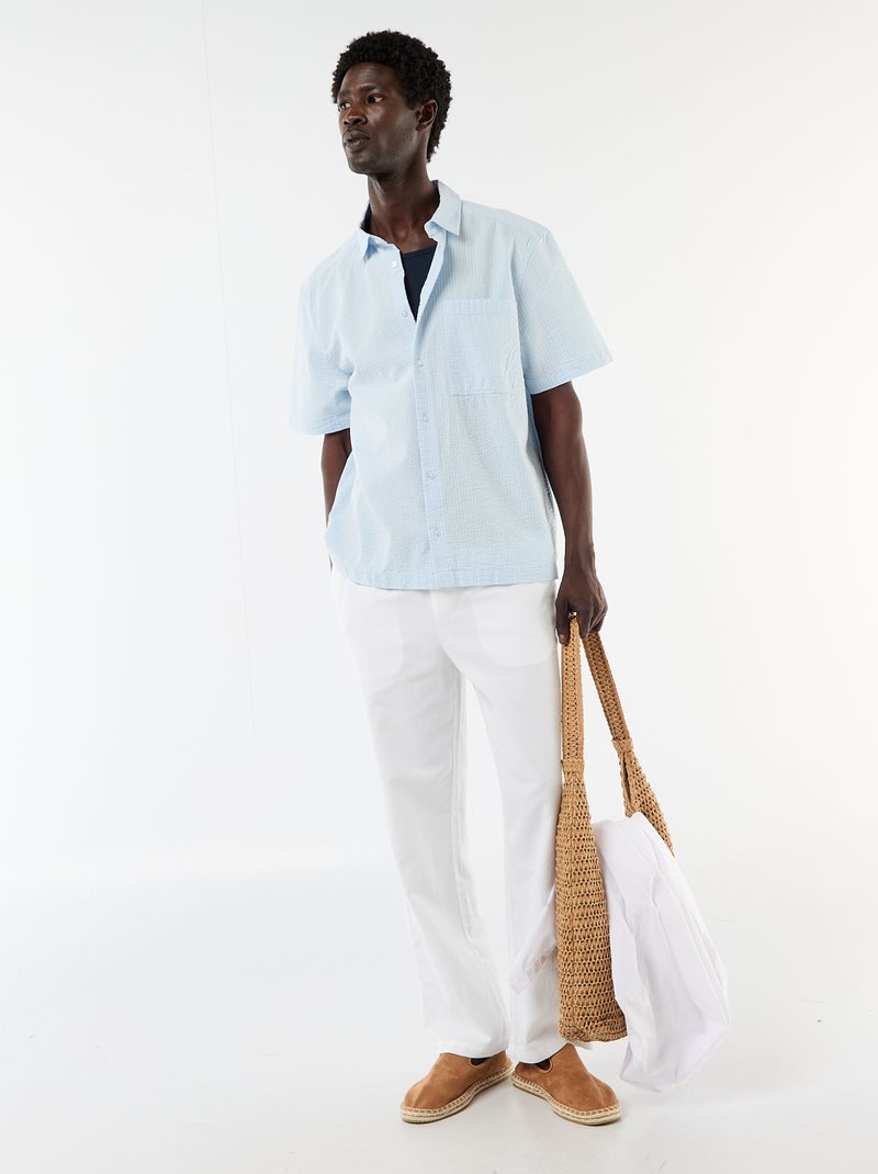 Camicia in seersucker a maniche corte Blu - Kiabi