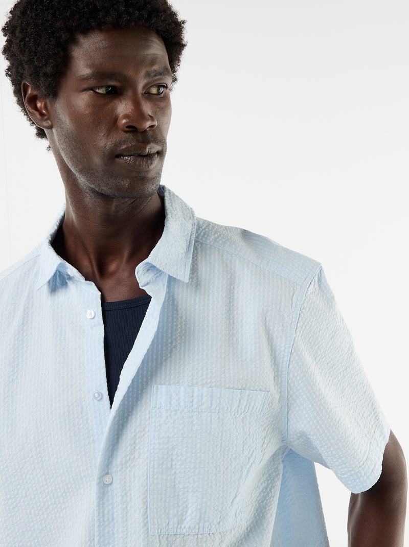 Camicia in seersucker a maniche corte Blu - Kiabi