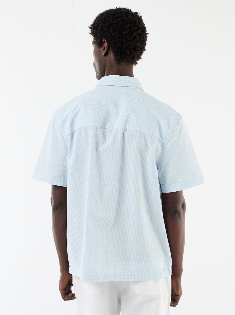 Camicia in seersucker a maniche corte Blu - Kiabi