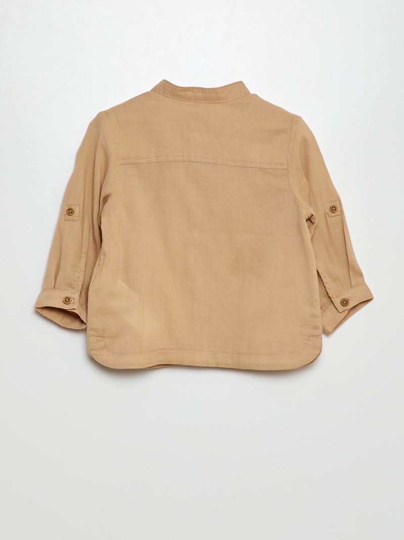 Camicia in tessuto leggero collo alla coreana BEIGE - Kiabi