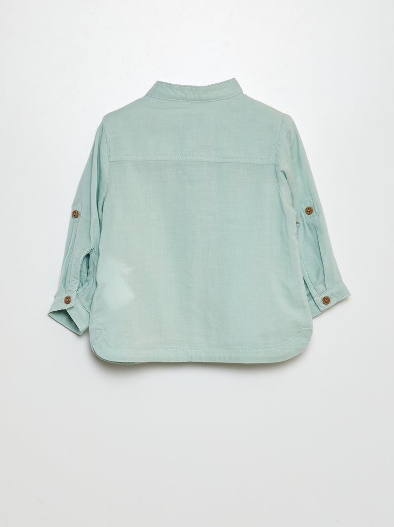 Camicia in tessuto leggero collo alla coreana blu - Kiabi