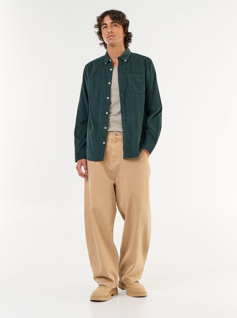 Camicia in velluto a coste Verde - Kiabi
