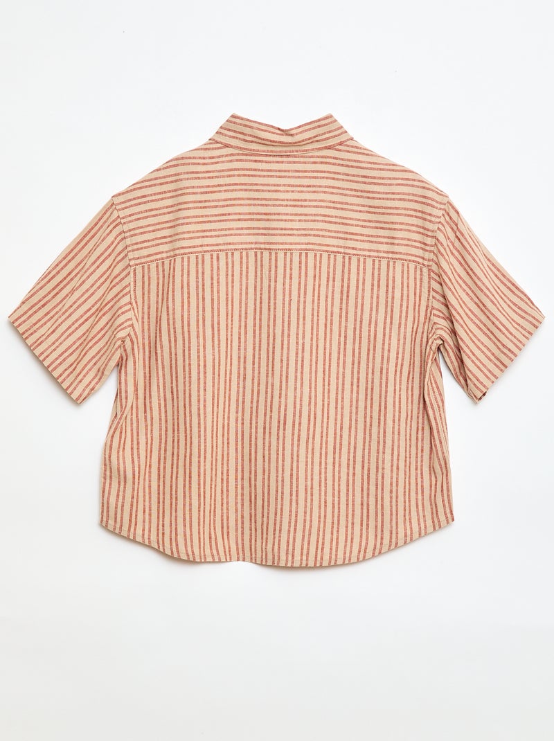 Camicia oversize a righe Beige - Kiabi
