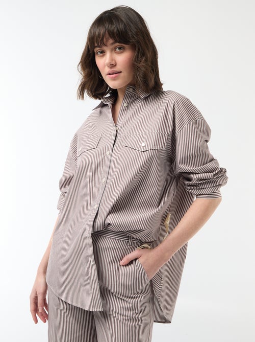 Camicia oversize in popeline a righe - Kiabi