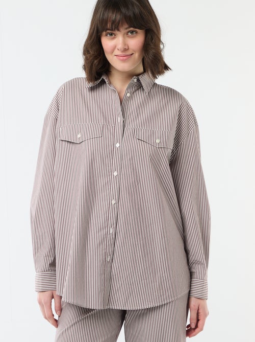 Camicia oversize in popeline a righe - Kiabi