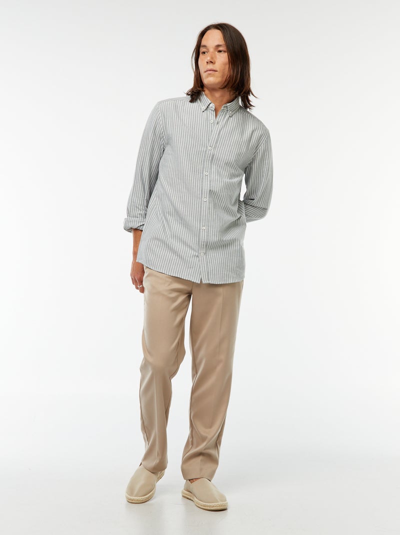 Camicia Oxford con motivo a righe Verde - Kiabi