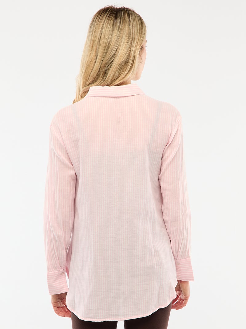 Camicia premaman a righe in cotone Rosa - Kiabi