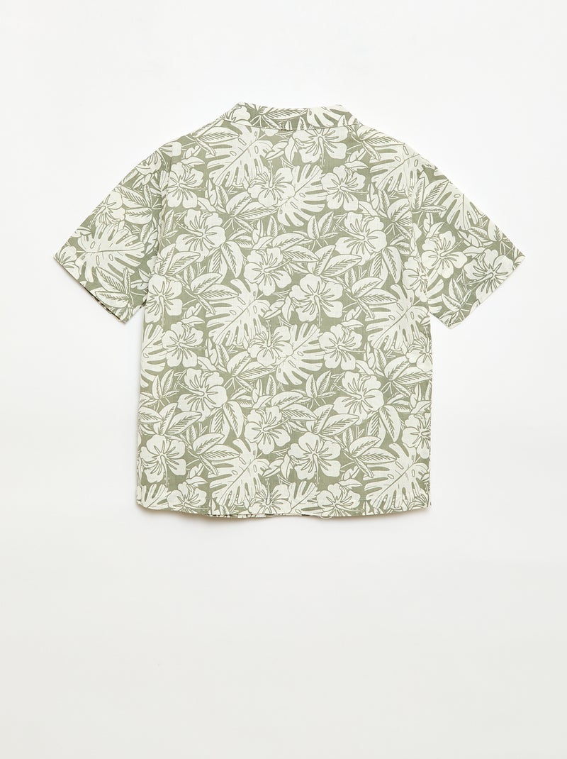 Camicia regular a maniche corte in cotone Kaki - Kiabi