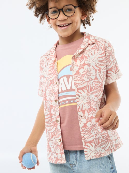 Camicia regular a maniche corte in cotone - Kiabi