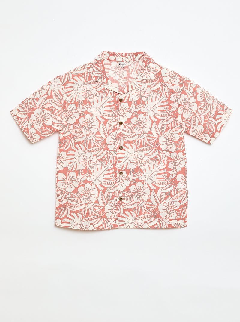 Camicia regular a maniche corte in cotone Rosso - Kiabi