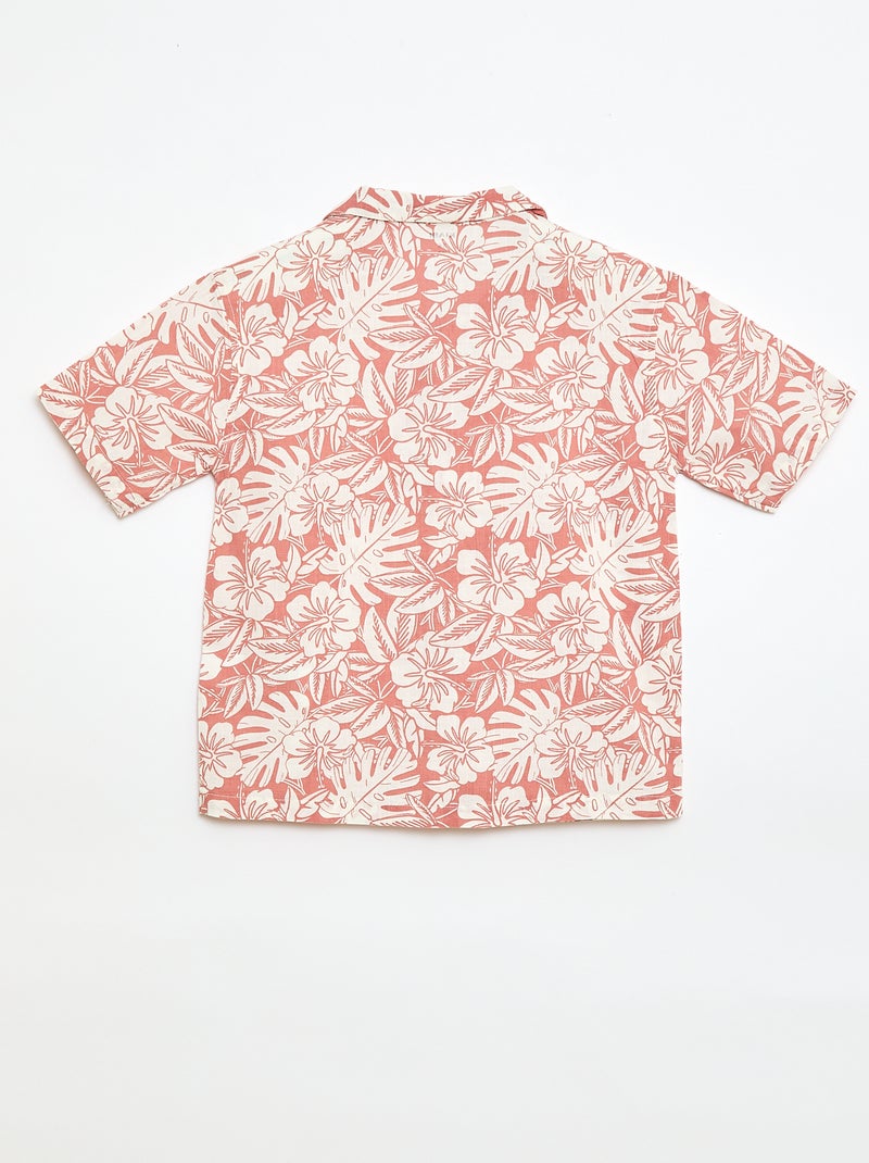 Camicia regular a maniche corte in cotone Rosso - Kiabi