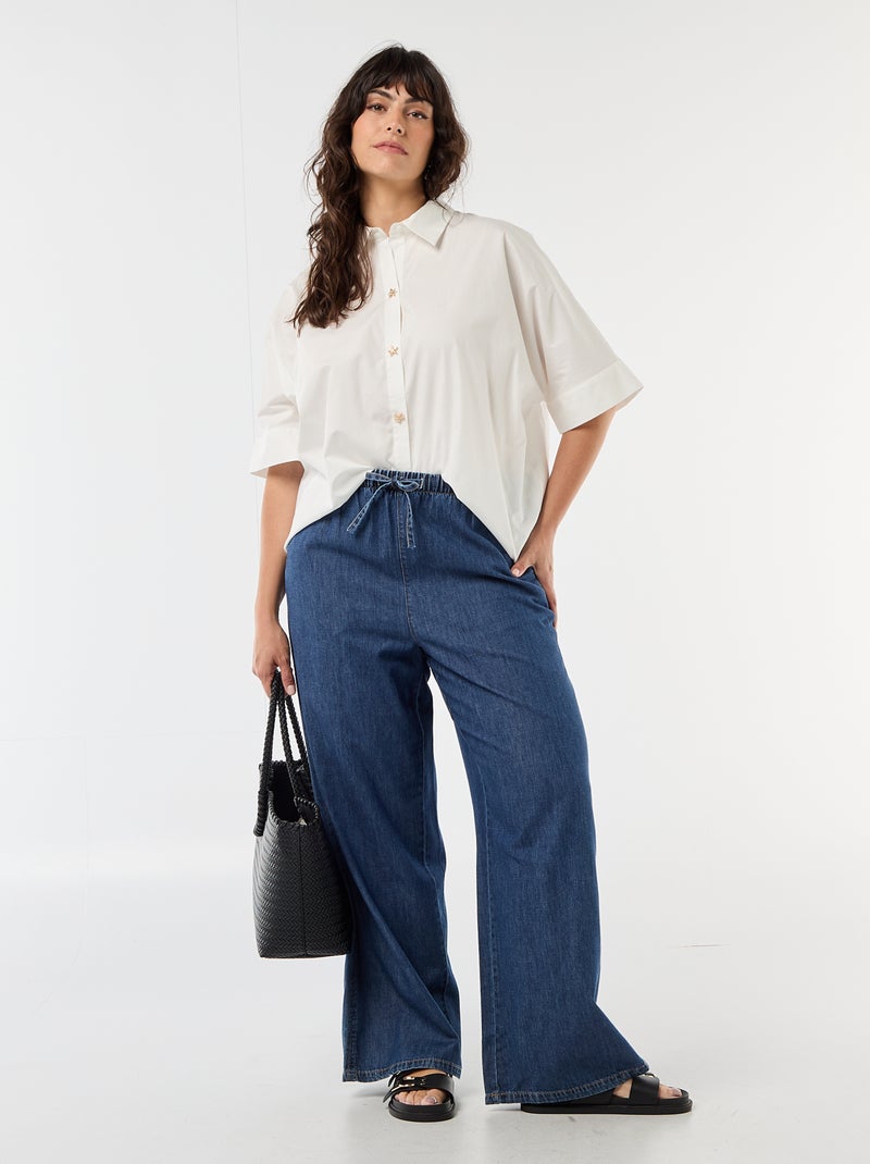 Camicia satinata con bottoni a stella marina Bianco - Kiabi