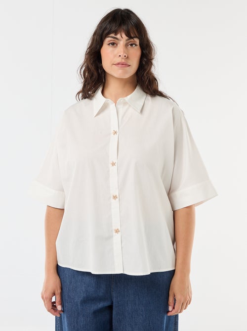 Camicia satinata con bottoni a stella marina - Kiabi