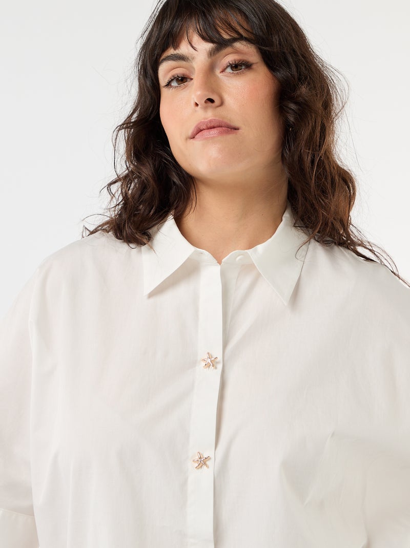 Camicia satinata con bottoni a stella marina Bianco - Kiabi