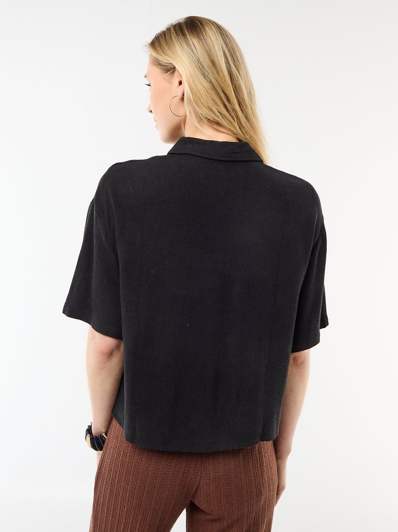 Camicia tinta unita a maniche corte Nero - Kiabi