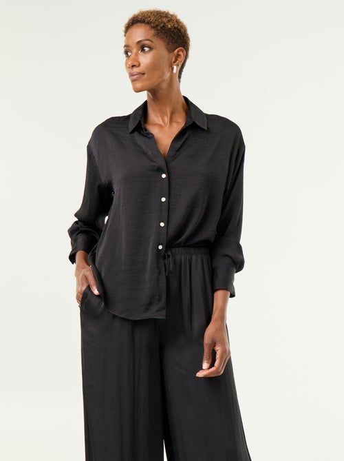 Camicia tinta unita in raso - Kiabi
