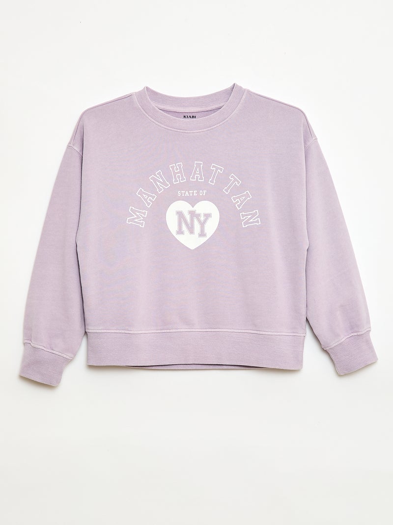 Campus-Style Sweatshirt Purple - Kiabi