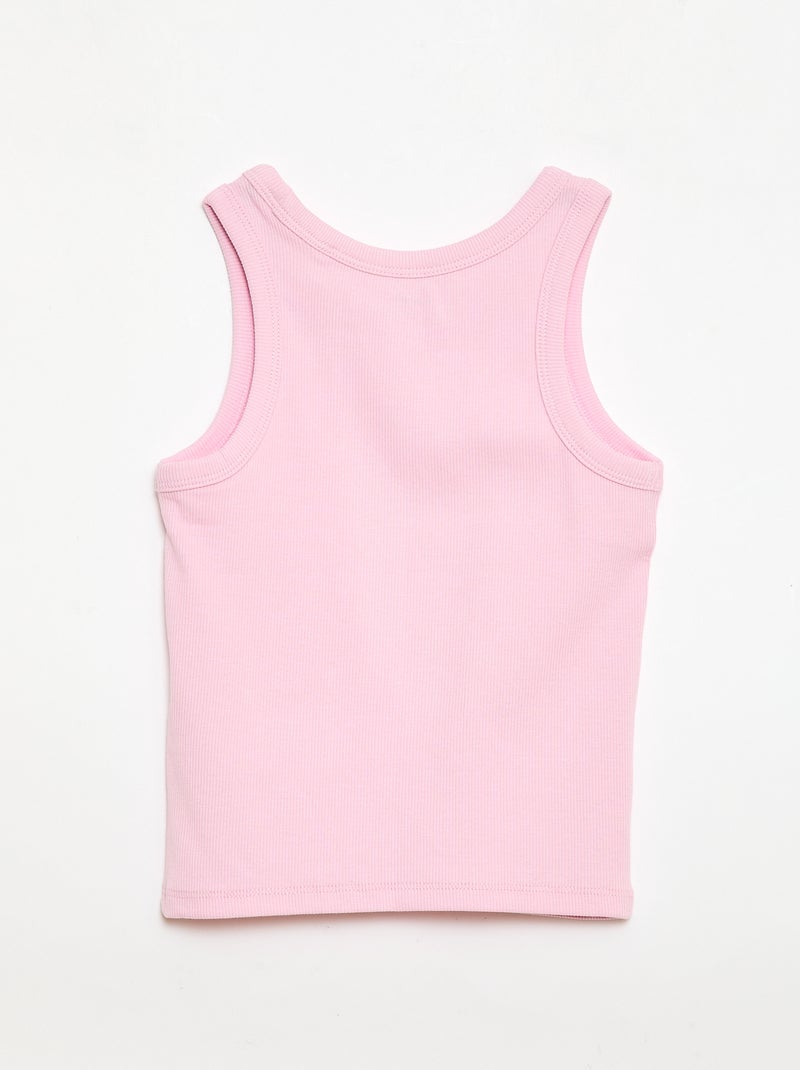 Canotta a costine con scollo rotondo Rosa - Kiabi